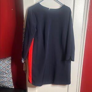 H&M Navy Blue Long Sleeve Sheath Dress with Orange sides